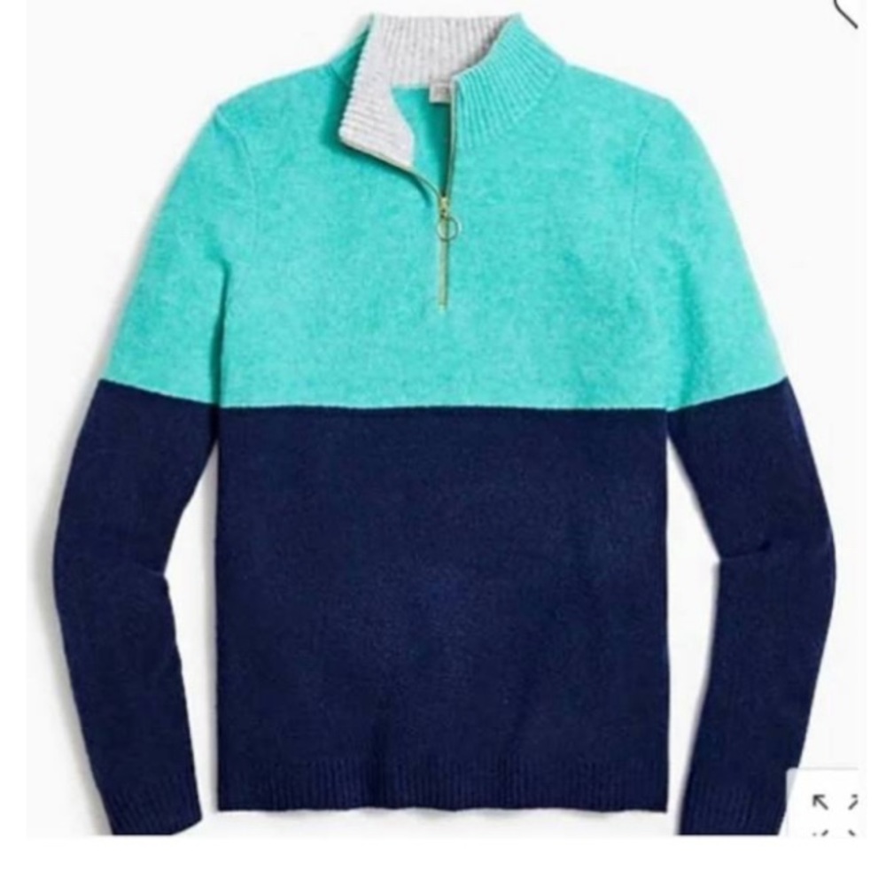 J. Crew Quarter Zip Color Block Sweater M